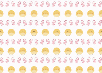 Rabbit and Chick Cute , Orienment Seamless Pattern Traditional Design for Background, Carpet, Wallpaper, Clothing, Wrapping, Fabric, Vector, Illustration, Embroidery Style