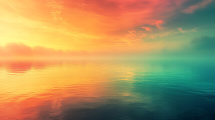 Obraz premium Serene sunset over a tranquil ocean surface