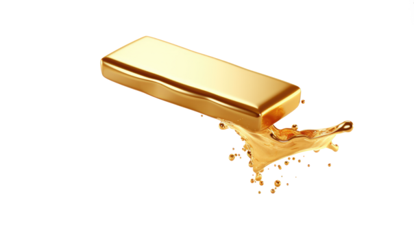  Gold Bar float on transparent background