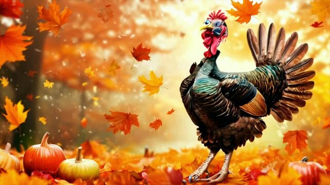 cartoon turkey bird dancing background.