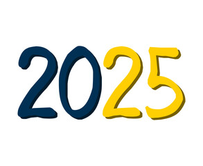 2025 Happy New Year Yellow And Blue Realistic Design Elegant Abstract Vector Illustration