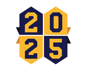 2025 Happy New Year Blue And Yellow Design Elegant Abstract Vector Illustration