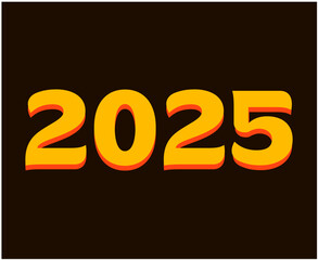 2025 Happy New Year Yellow And Brown Design Elegant Abstract Vector Illustration