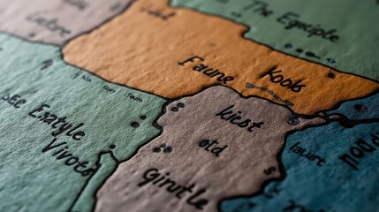 Naklejka premium Intricate Close-Up of a Detailed World Map