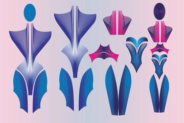 Fashion designing logo and icon set. Luxury blend illustration. gradient color fashion icon.