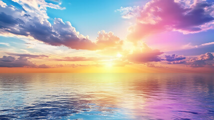 Serene sunset over calm ocean waters