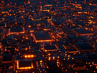 Obraz premium Illuminating Microchips in a Digital Landscape of Innovation and Technology