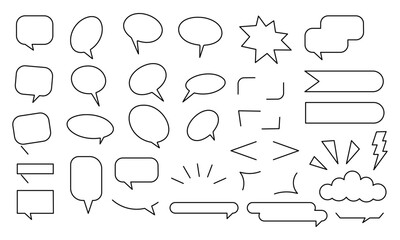 Set for illustration of speech bubbles, conversations, communication between people, trending vector
