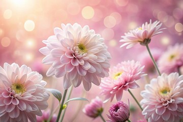 Fototapeta premium Soft Sunlit Blooming Pink and White Flowers - Long Exposure Photography for Floral Aesthetics