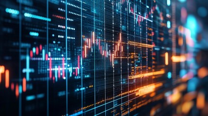 Fototapeta premium Abstract financial data graph with digital lines and charts