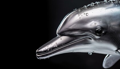 Reflective 3d Dolphin, Silhouette Image