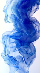 Flowing blue fabric, soft texture on a white isolate background.