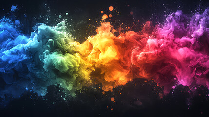 Vibrant abstract color explosion with swirling smoke patterns