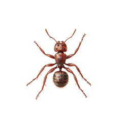 Detailed ant illustration, central position, white background, highlighting intricate anatomy and textures Isolated on white background or PNG