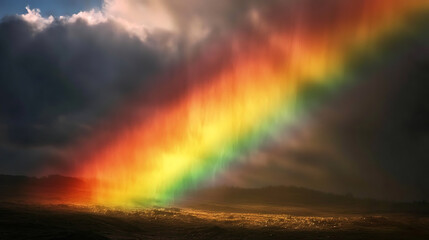 Obraz premium Majestic rainbow arching over a dramatic landscape