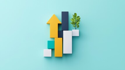 Colorful growth charts representing business success and progress in a modern design environment