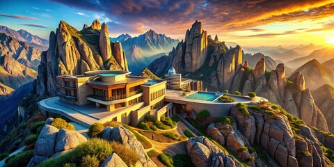 Stunning 3D Mountain Architecture: A Visual Exploration of Modern Design in Natural Landscapes