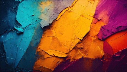 Fototapeta premium Vibrant abstract artwork dynamic blend of blue, yellow, orange, and green hues, revealing intricate textures.