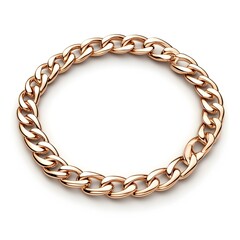 Obraz premium Perfectly Formed Golden Chain Looped in a Circular Shape on Pristine White Background