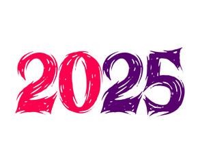2025 Happy New Year Purple And Pink Chalk Scribble Design Abstract Elegant Vector Illustration