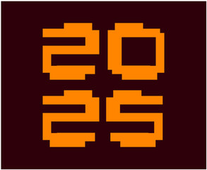 2025 Happy New Year Brown And Orange Pixel Design Abstract Elegant Vector Illustration
