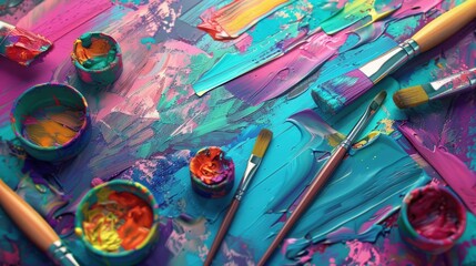 Colorful Art Supplies for Creative Online Course Promotion Design