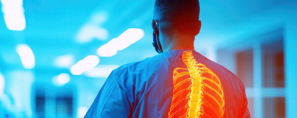 Medical staff with back pain from lifting a patient with a pained expression