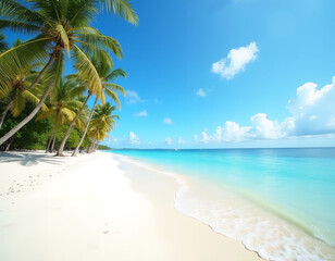 beach with soft white sand and gentle waves 