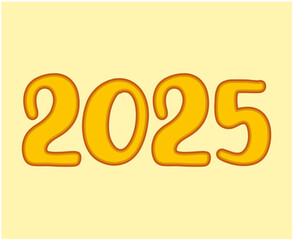2025 Happy New Year Yellow Design Abstract Elegant Vector Illustration