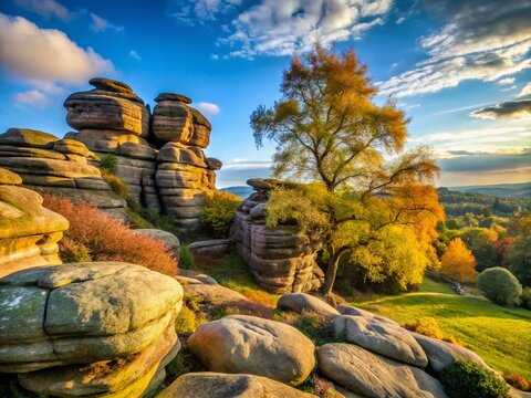 Stunning Portrait Photography of Unique Rock Formations at Brimham Rocks in Natural Landscape
