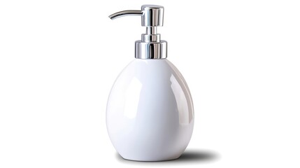Obraz premium White soap dispenser with a modern design, isolated on a white background.