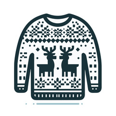 Christmas sweater icon, whimsical design, festive reindeer pattern, holiday spirit