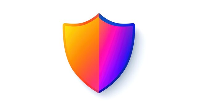 Stylized shield icon with vibrant orange and pink gradients, white isolate background.