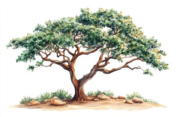 Aromatic Frankincense Essential Oil. Watercolor Illustration of Tree Resin Extract for Aromatherapy and Wellness