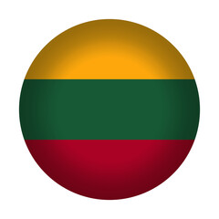 Round Lithuanian flag icon, vector illustration. Lithuanian flag button isolated on a transparent or white background.