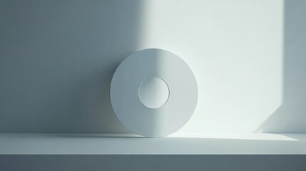 A White Circle on a White Surface with a Shadow