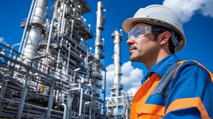 A petrochemical plant supervisor inspecting the PPE care area, ensuring maintenance guidelines are strictly followed