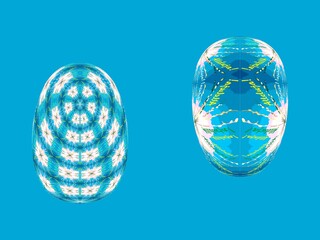 Easter eggs with decorative blooming twigs of Basket willow, Salix viminalis and subtitles Alleluja! - abstract graphics with 3D effect. Topics: holiday time, card, decoration, art, abstraction
