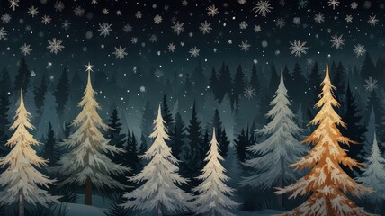 Obraz premium navidad. ilustración abetos