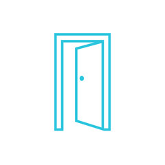 Open door icon. Isolated on white background. From blue icon set.