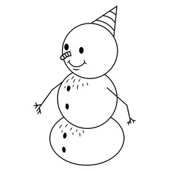 Doodle Snowman wearing hat illustration.