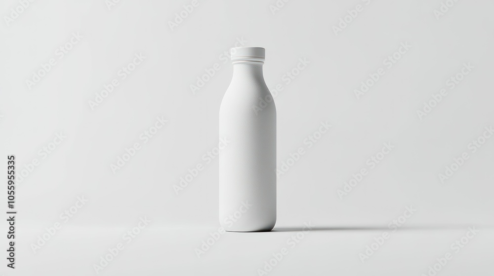 Poster white matte bottle with a single cap on a white background