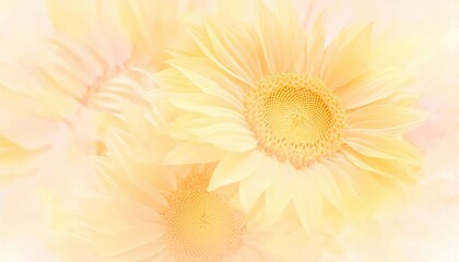 Delicate sunflowers in soft pastel shades, creating a serene and dreamy atmosphere.