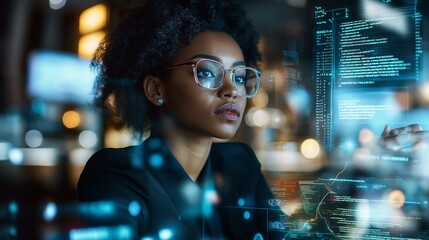programmer coding at a minimalist desk with multiple screens