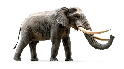 Obraz premium An elephant standing proud, white isolate background.