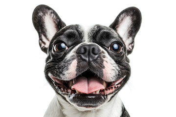 Fototapeta premium Close-up Of A Happy French Bulldog Isolated On White Background With An Excited Expression, Animal Photography