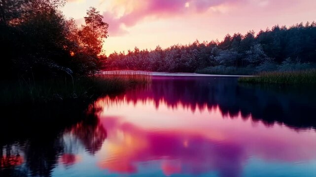 Heatmap of a lake in summer, with warm colors showing the sunlit surface and cooler tones indicating deeper, colder waters. . Video
