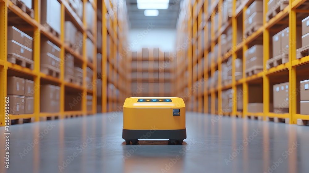 Fototapete warehouse management system with robot automation