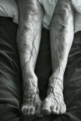 Fototapeta premium Elderly Patient's Legs with Visible Veins and Swelling Indicating Possible Thrombus
