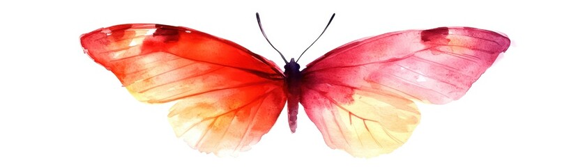 Obraz premium Colorful butterfly illustration with vibrant watercolors and soft splashes.